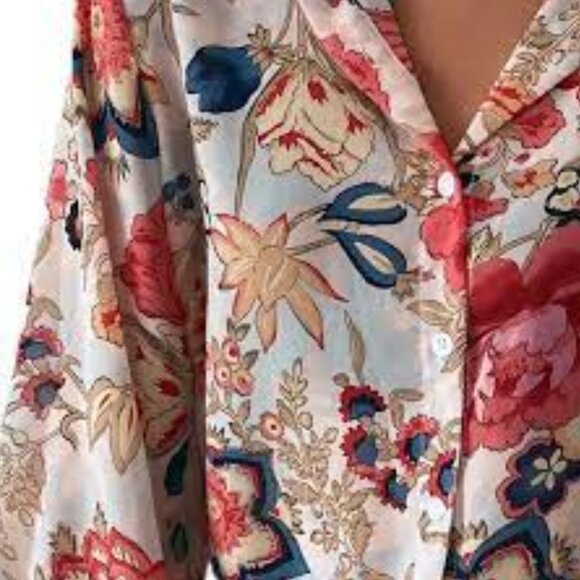 Women Blouse Lightweight Long Sleeve Flower Shirt Top- Small - Picture 4 of 4